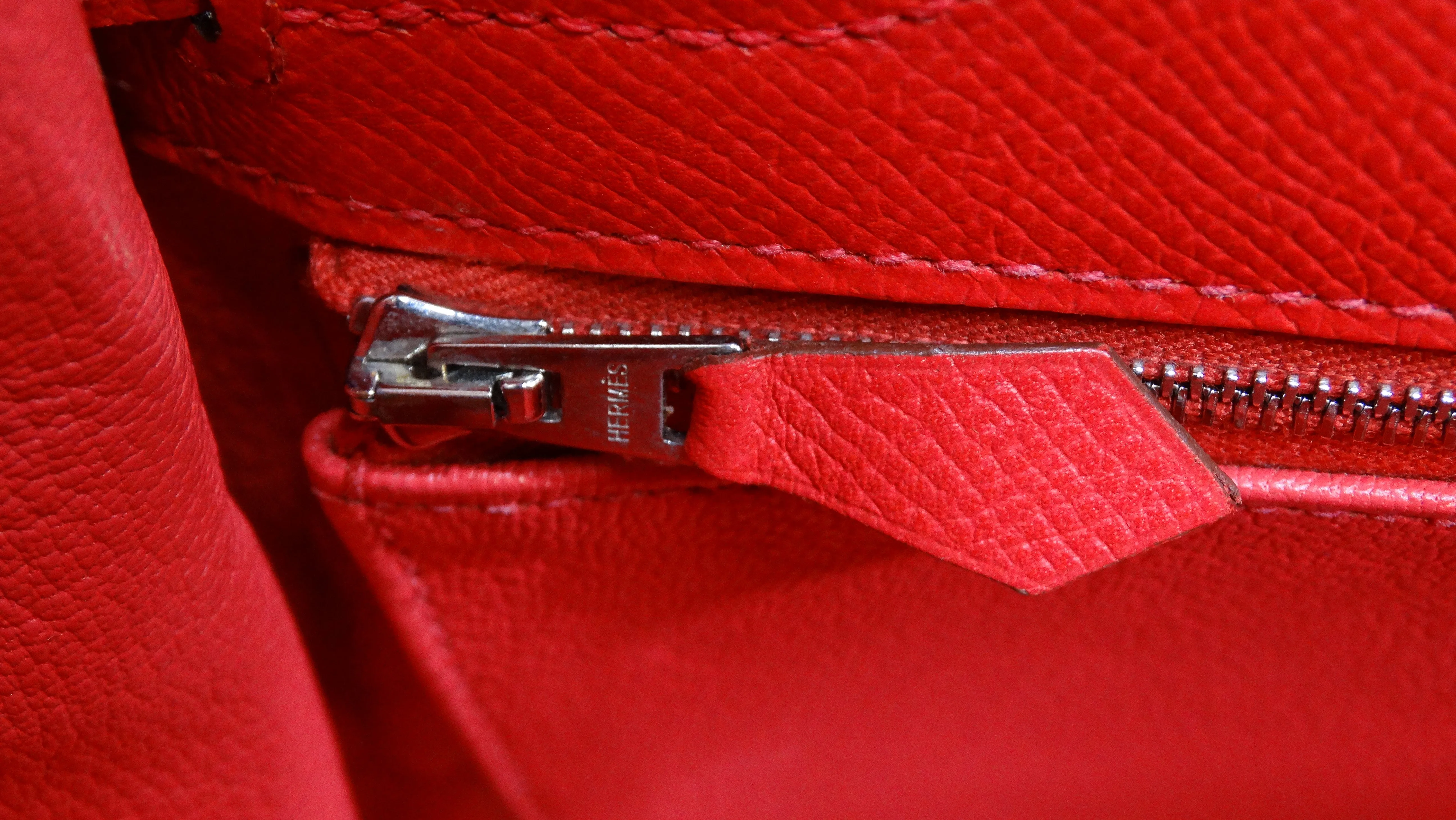Hermes Red Epsom Kelly Sellier 32 Rouge Casaque