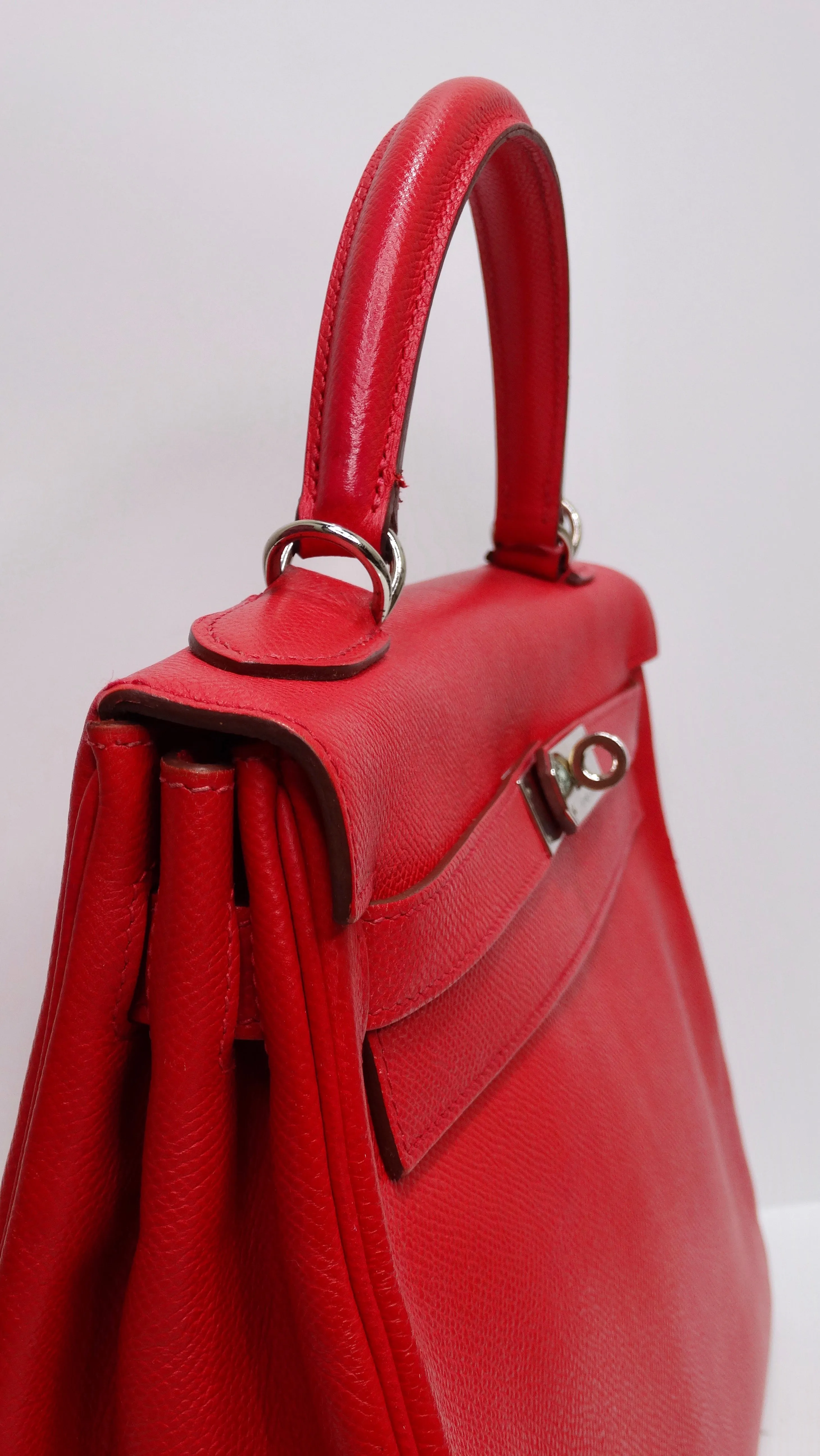 Hermes Red Epsom Kelly Sellier 32 Rouge Casaque