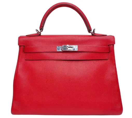Hermes Red Epsom Kelly Sellier 32 Rouge Casaque
