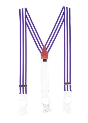 Ivory Violet - Purple & White Striped Suspenders