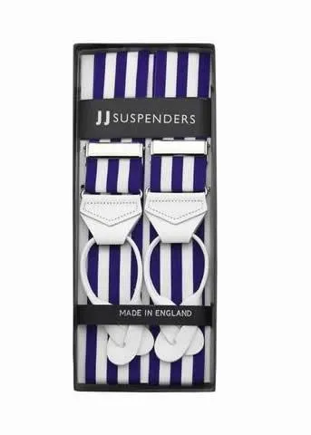 Ivory Violet - Purple & White Striped Suspenders