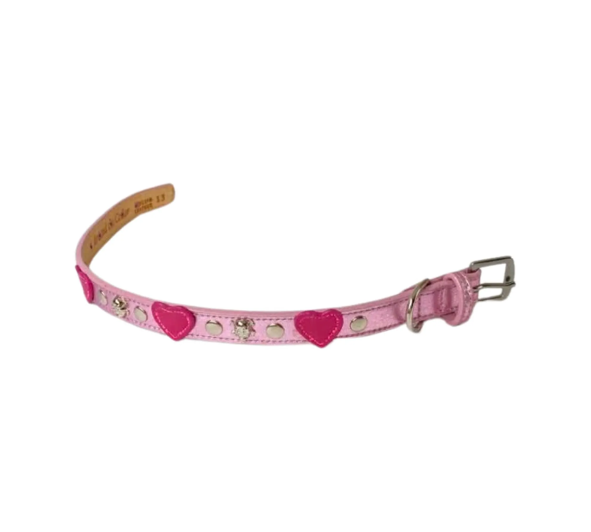 IZZY Heart Dog Collar w-Studs & Skull Heads