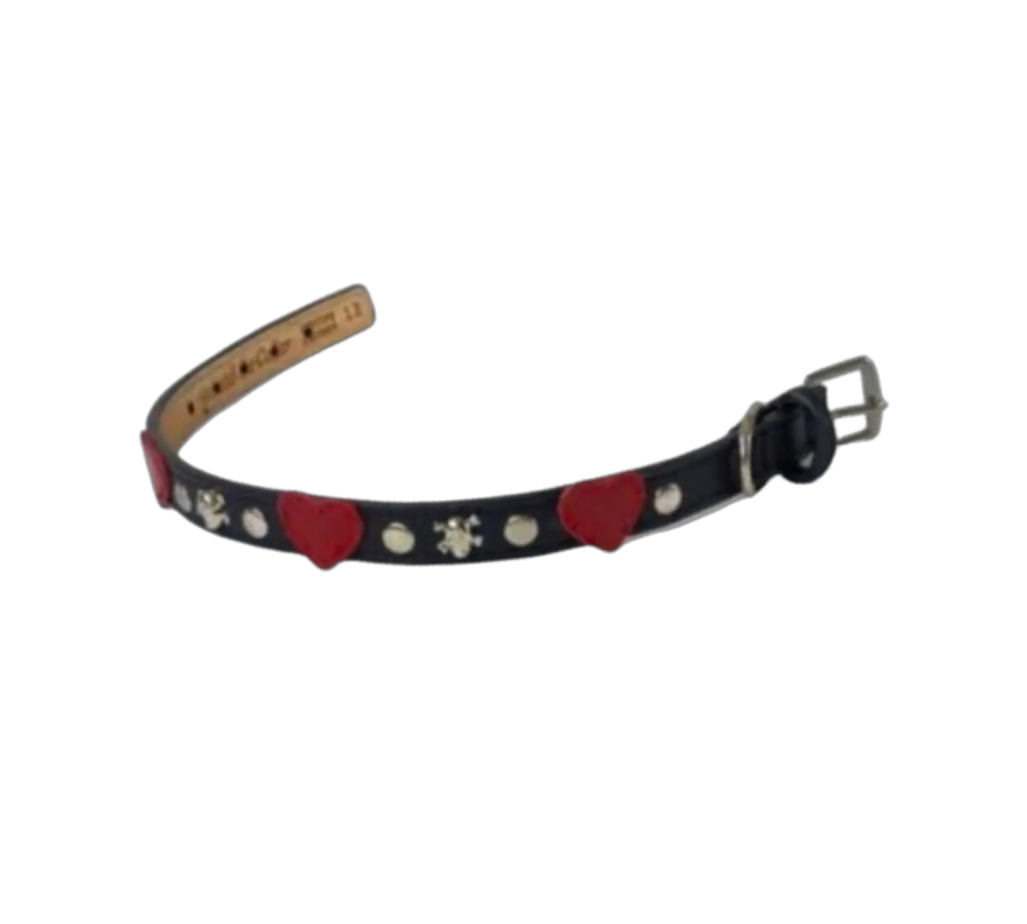 IZZY Heart Dog Collar w-Studs & Skull Heads