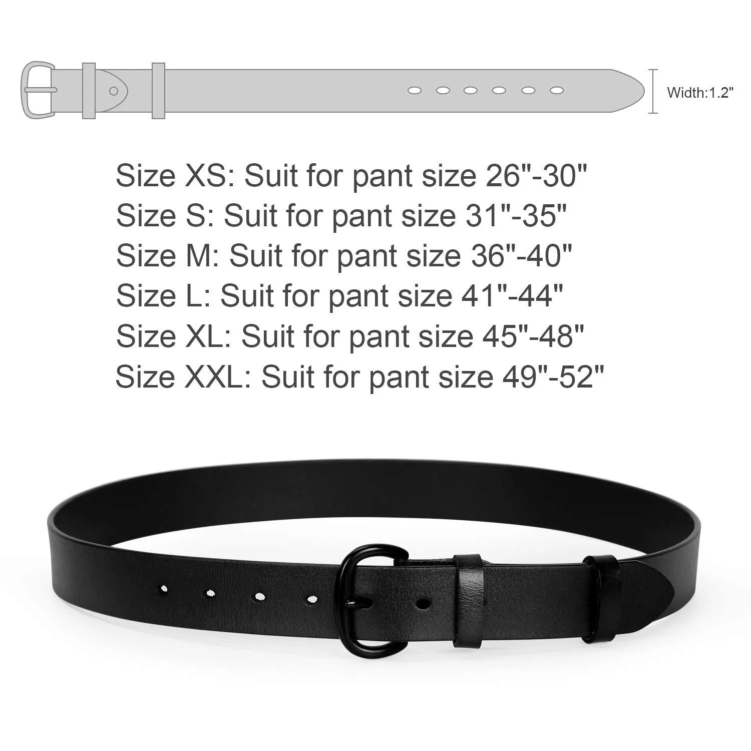 JASGOOD Women's Black Leather Jeans Belt Waist Casual Belt for Pants Shorts with Black Metal Buckle
