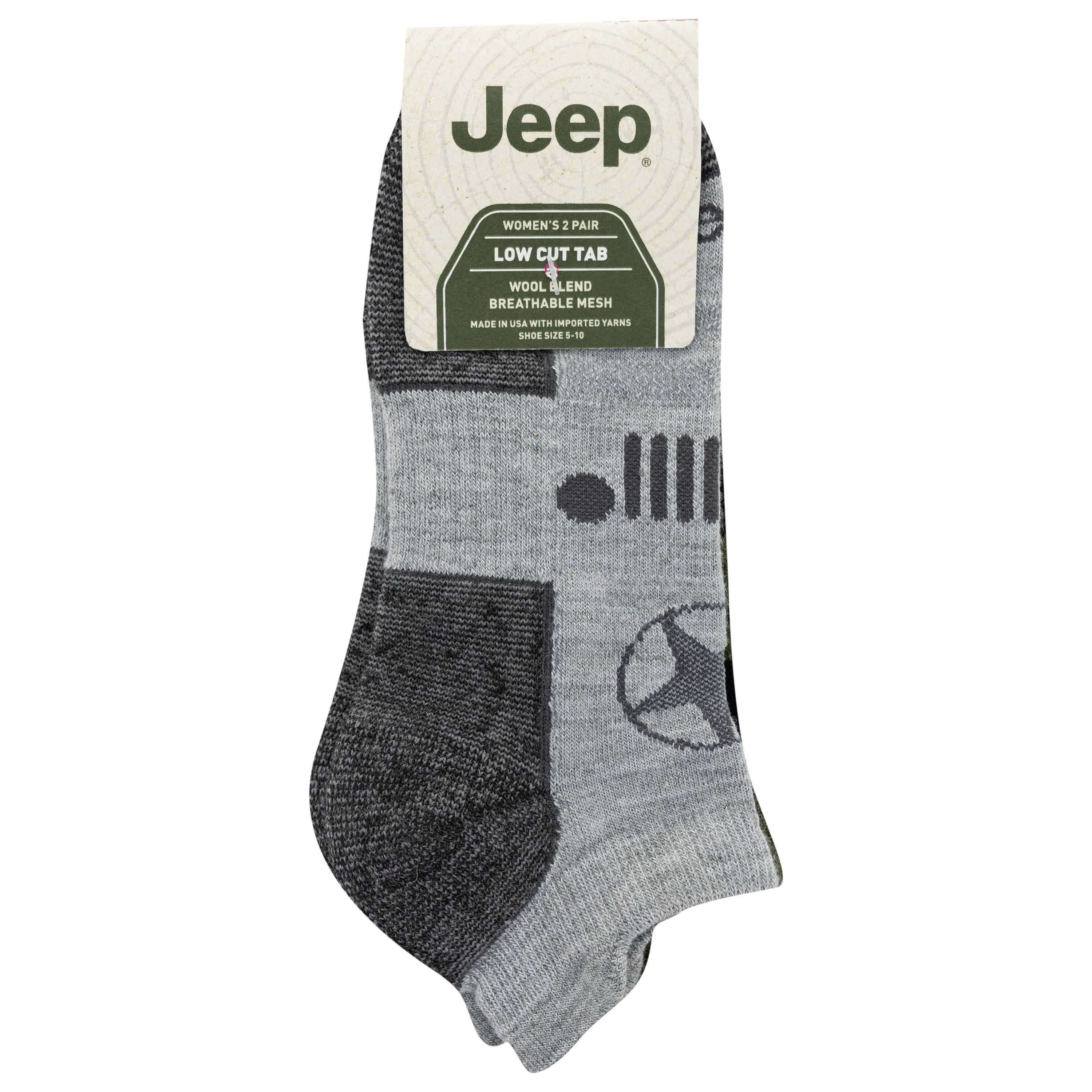 Jeep® Women's Wool Blend Trail No Show Socks 2 Pair Pack - Breathable, Cushioned Comfort