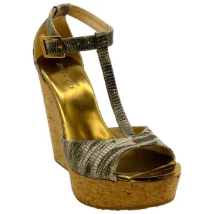 Jimmy Choo Python Cork Wedge Sandals