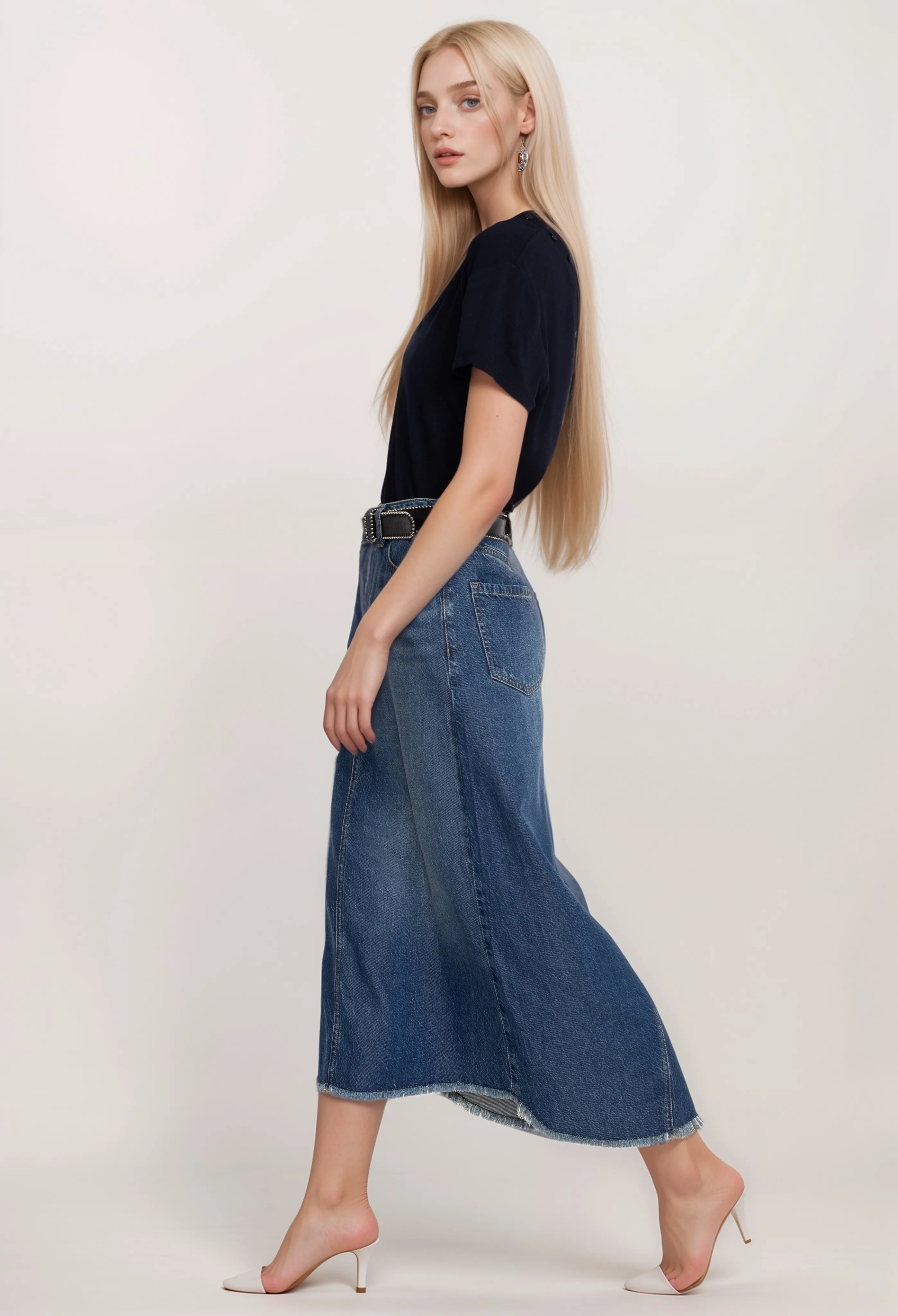 Johnny Was Vienna Denim Midi Skirt JW4010NB19