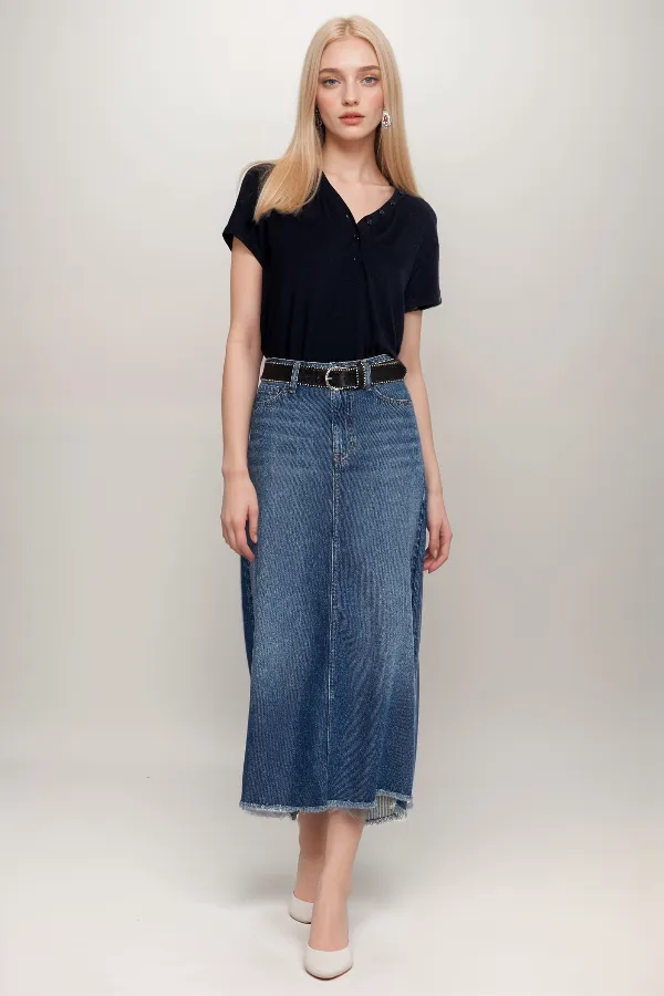 Johnny Was Vienna Denim Midi Skirt JW4010NB19