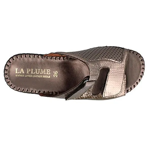 La Plume Sheila Pewter Mid Heel Sandal