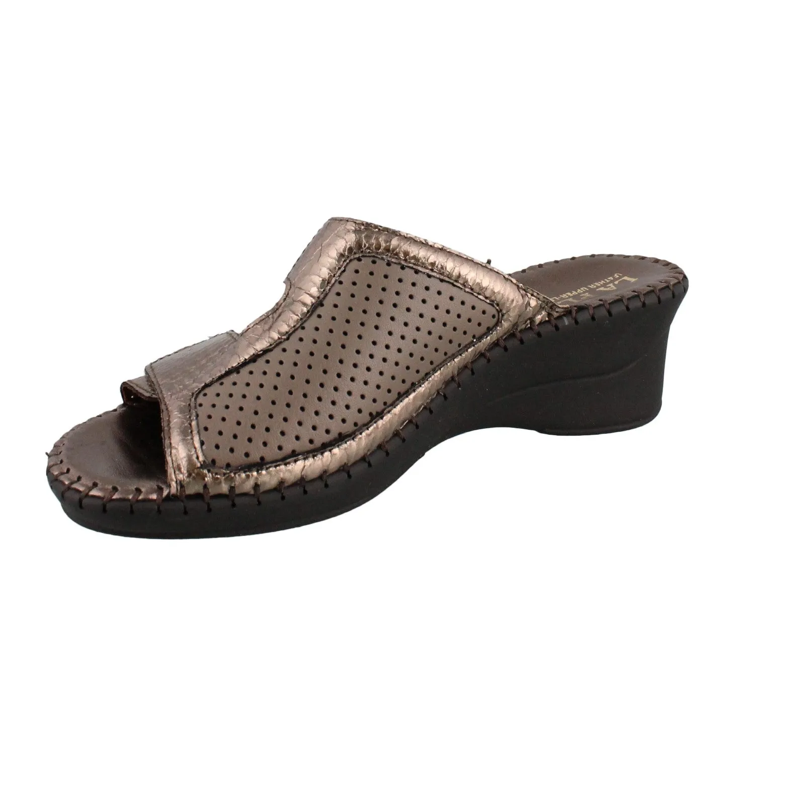 La Plume Sheila Pewter Mid Heel Sandal