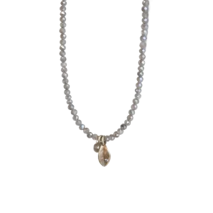 Labradorite Leaf Pendant Necklace