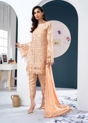 Latest Cut Work Dress In Peach Color From 2020 Collection # CA141