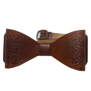 LEATHER BOW TIE / BROWN