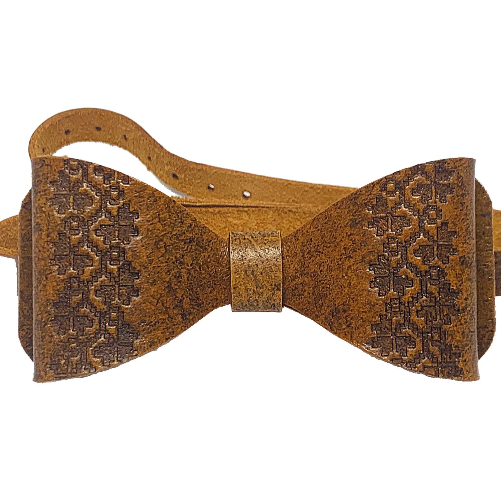 LEATHER BOW TIE / BROWN
