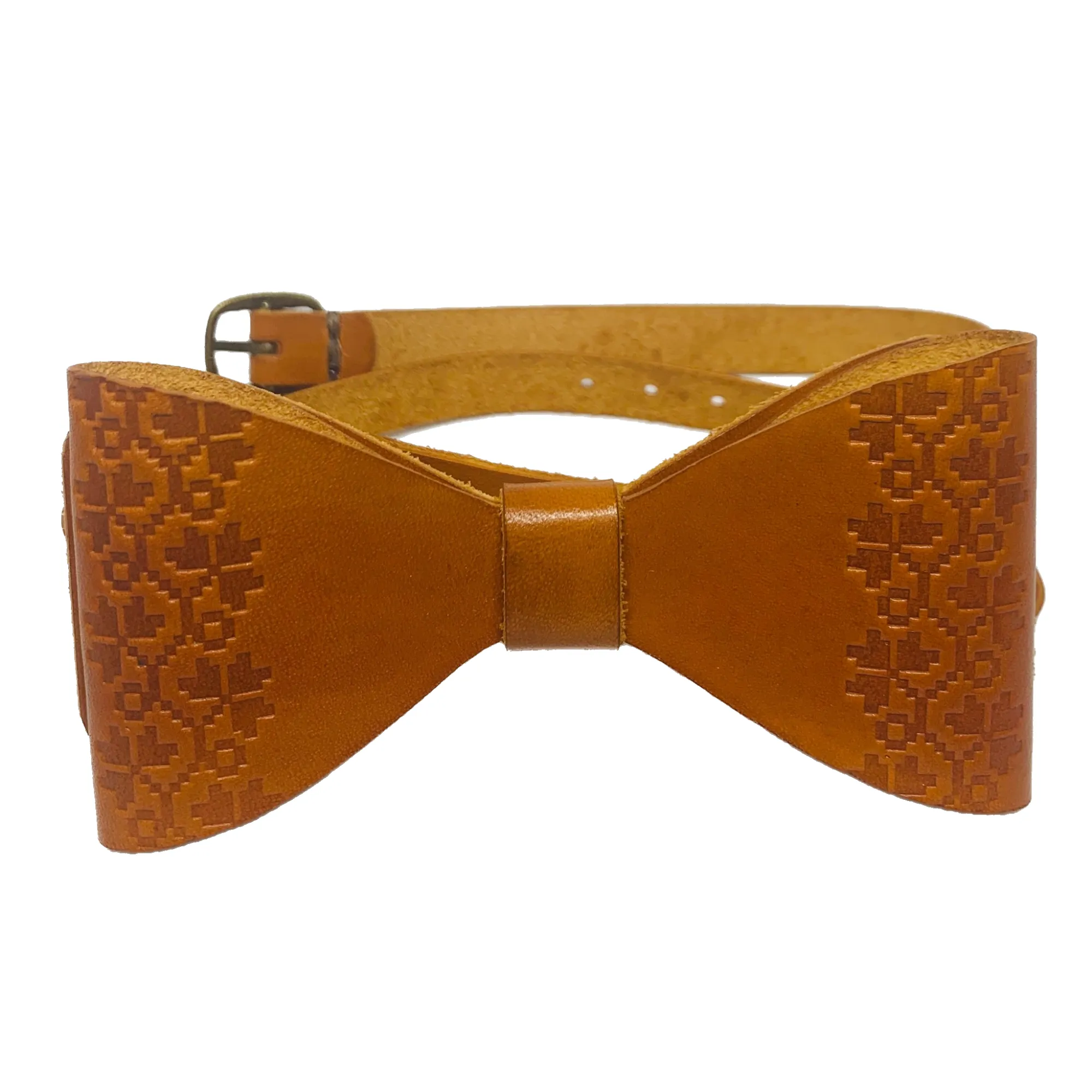 LEATHER BOW TIE / BROWN