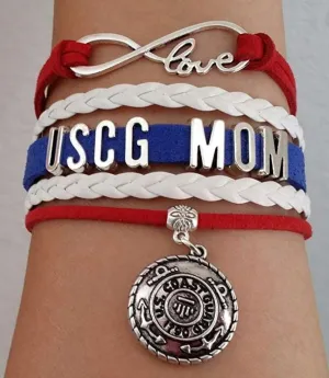 Leather Coast Guard Charm Bracelet - Mom or Wife Styles!