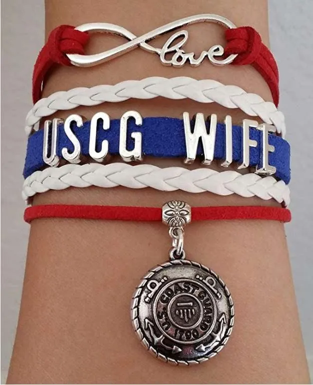Leather Coast Guard Charm Bracelet - Mom or Wife Styles!