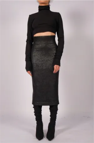 Leather Effect Midi Skirt