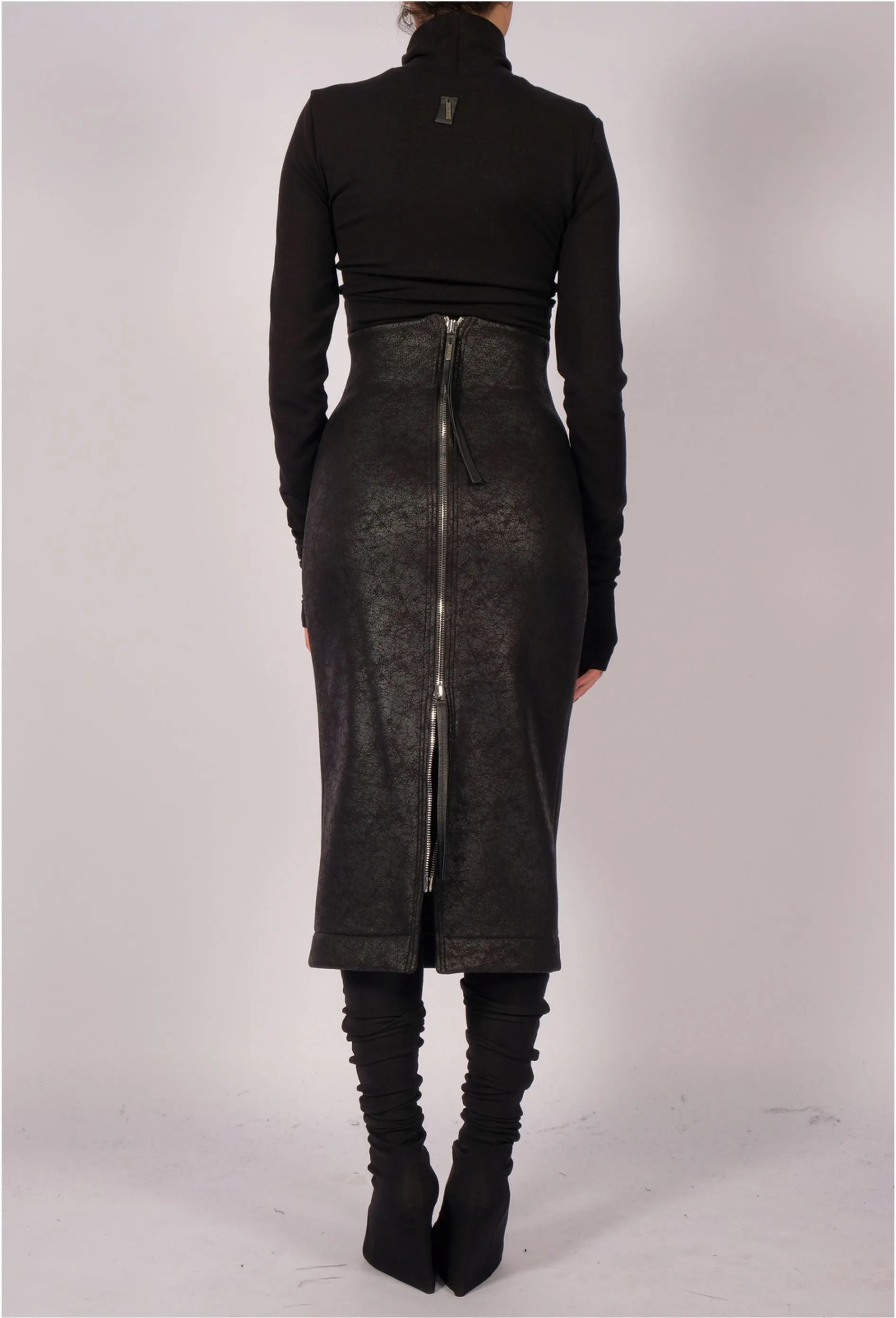 Leather Effect Midi Skirt