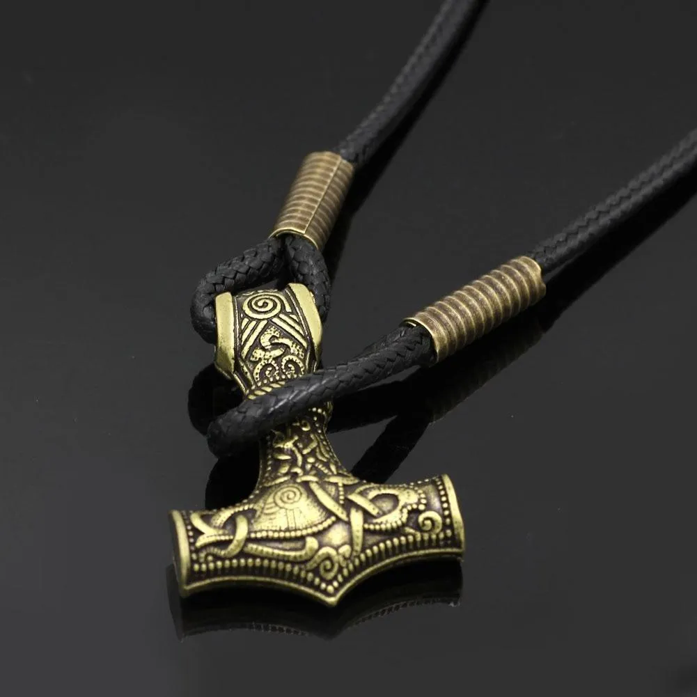 Leather Mjolnir Bracelet