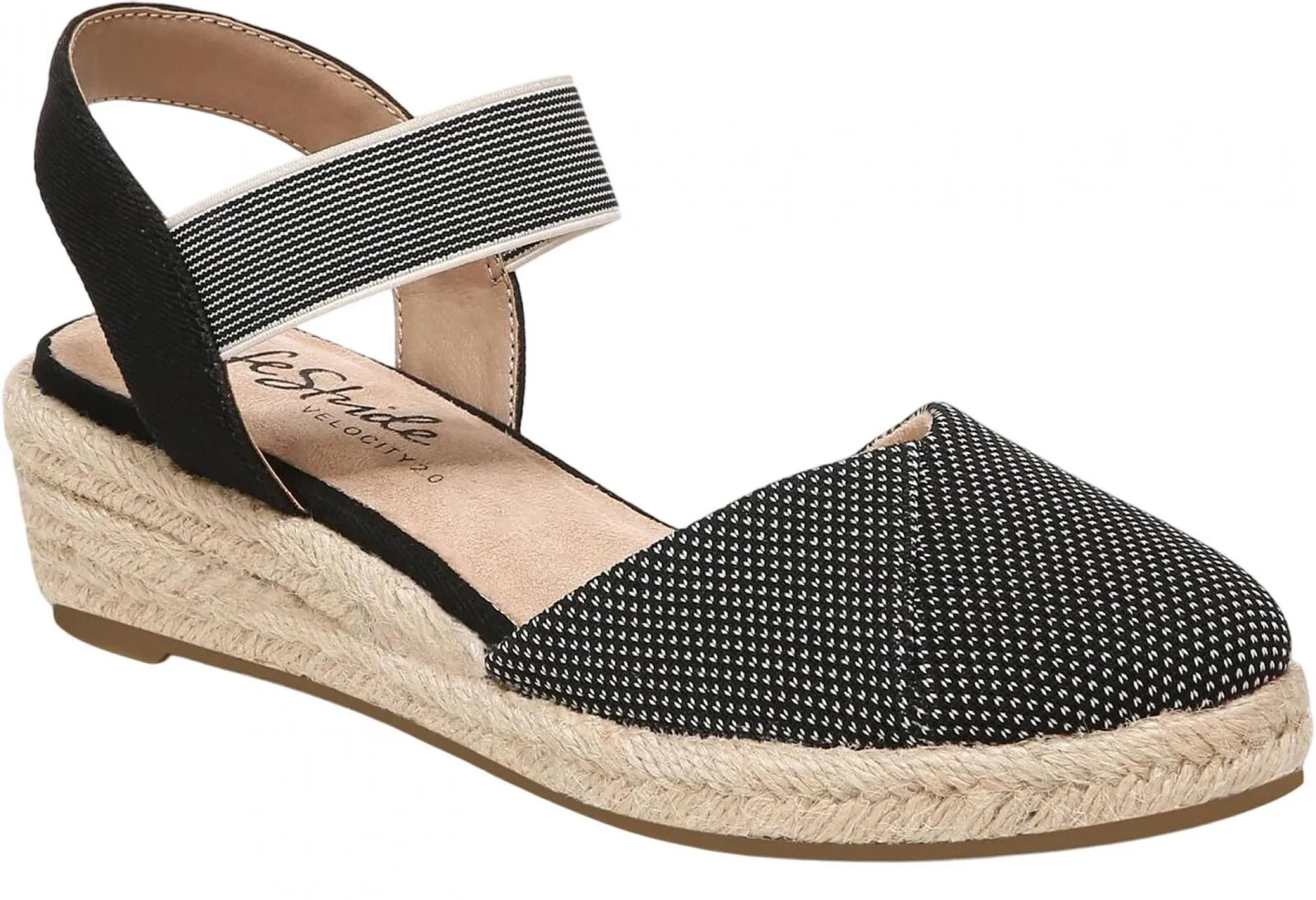 Lifestride Womens Kimmie Espadrille Wedge Sandal Loafer 7258755 Black 7W