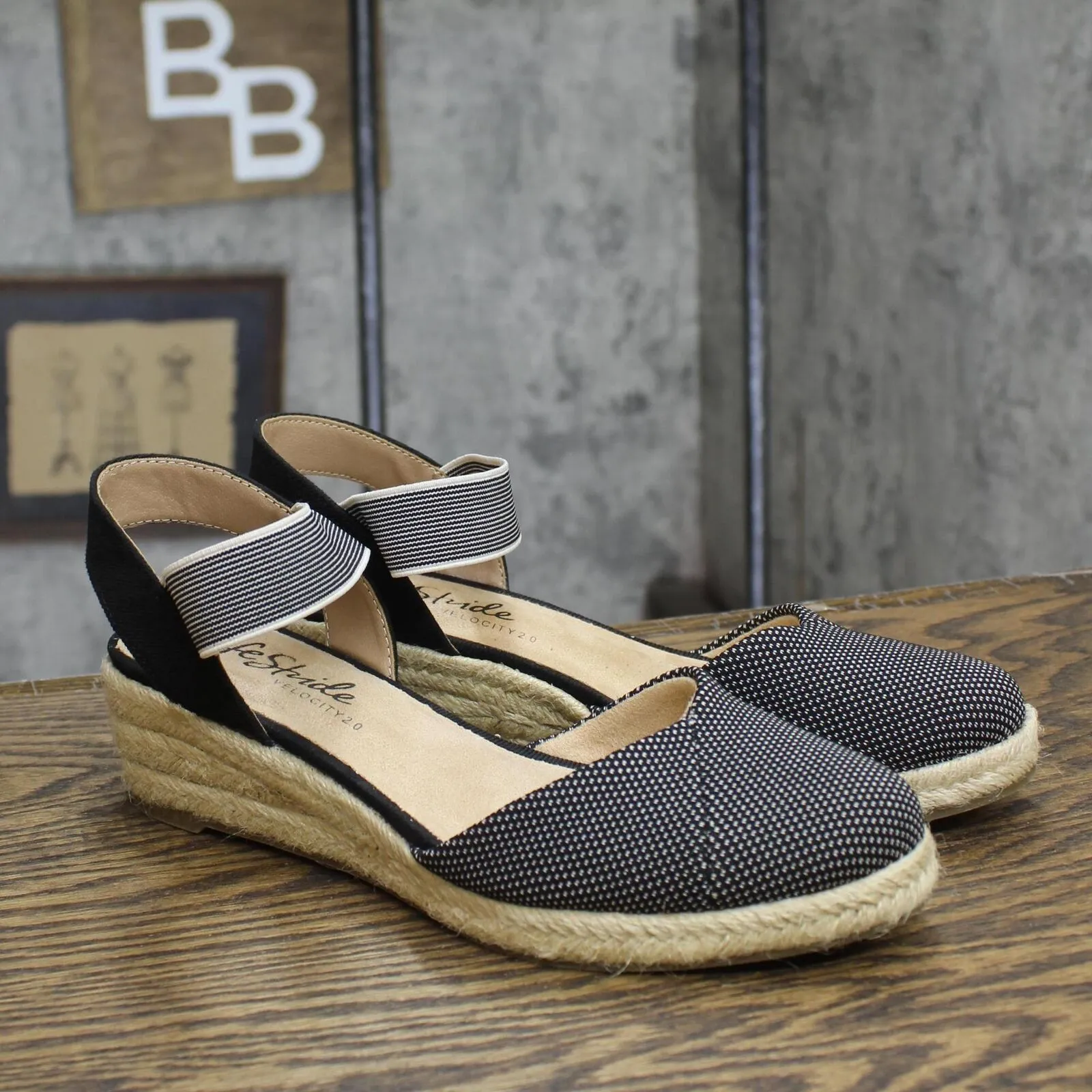 Lifestride Womens Kimmie Espadrille Wedge Sandal Loafer 7258755 Black 7W