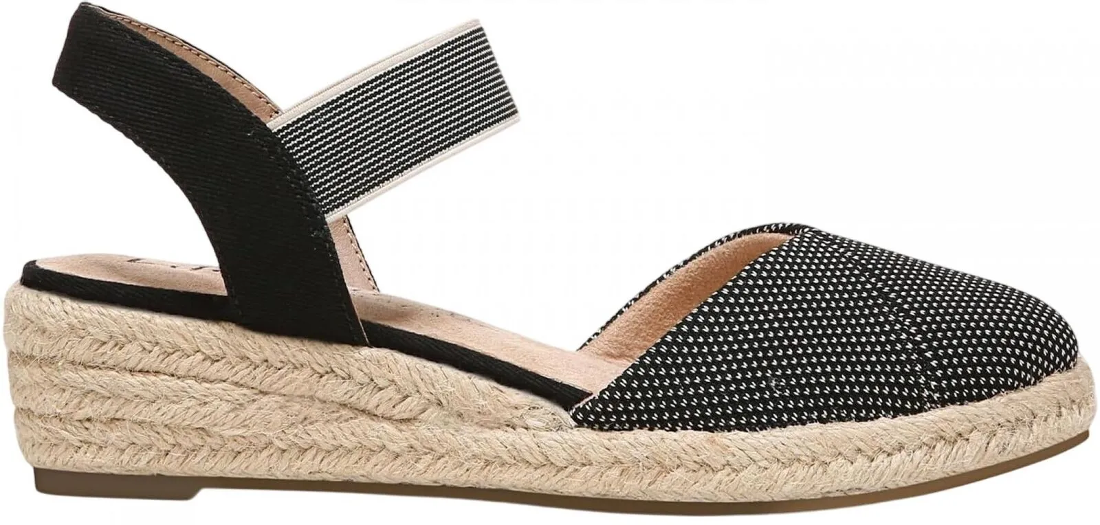 Lifestride Womens Kimmie Espadrille Wedge Sandal Loafer 7258755 Black 7W