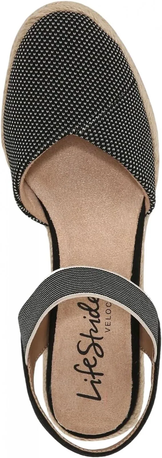 Lifestride Womens Kimmie Espadrille Wedge Sandal Loafer 7258755 Black 7W