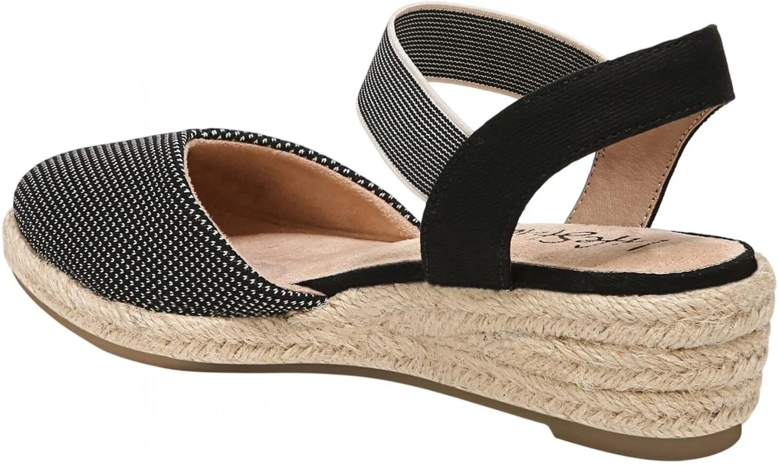 Lifestride Womens Kimmie Espadrille Wedge Sandal Loafer 7258755 Black 7W