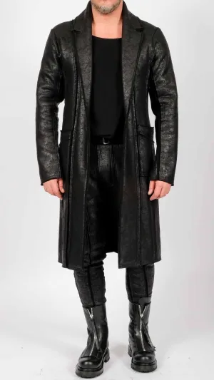 Long Leather Effect Blazer