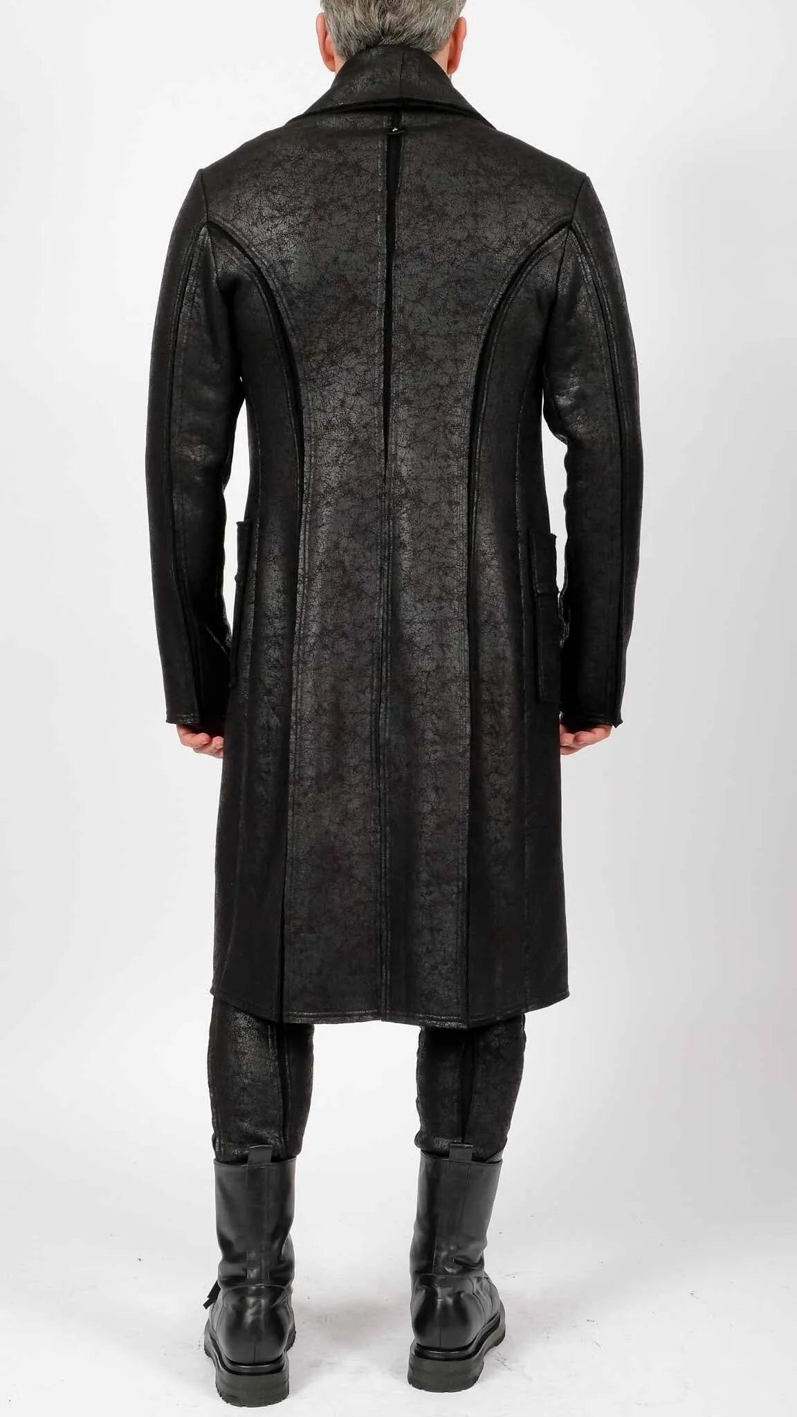 Long Leather Effect Blazer