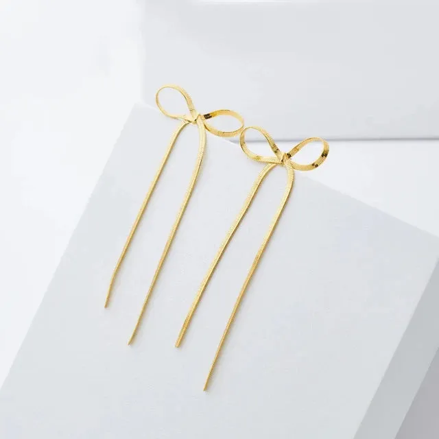 Long Tassel Bow Aesthetic Earrings