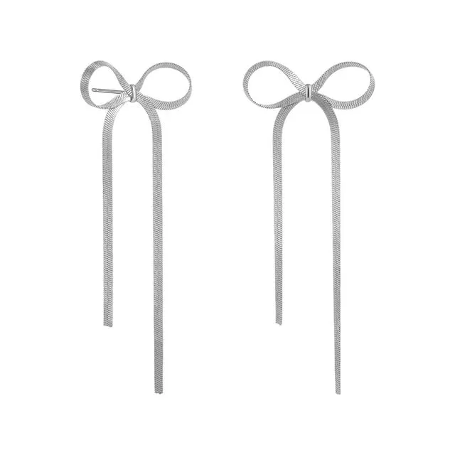 Long Tassel Bow Aesthetic Earrings
