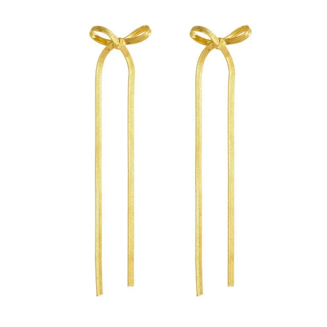 Long Tassel Bow Aesthetic Earrings
