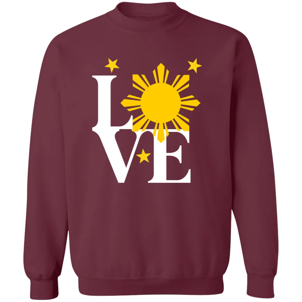 Love with Yellow Sun and Stars Unisex Crewneck Pullover Sweatshirt