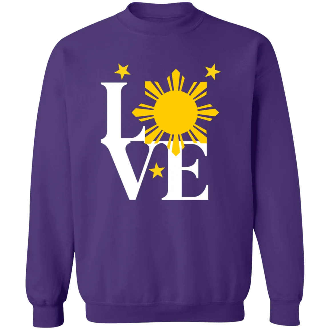 Love with Yellow Sun and Stars Unisex Crewneck Pullover Sweatshirt