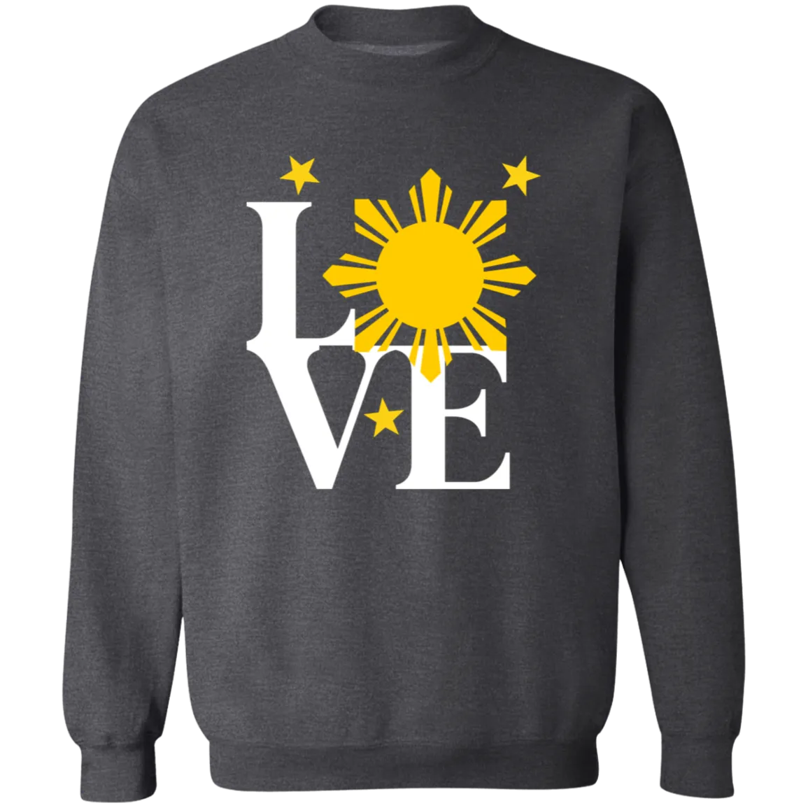 Love with Yellow Sun and Stars Unisex Crewneck Pullover Sweatshirt