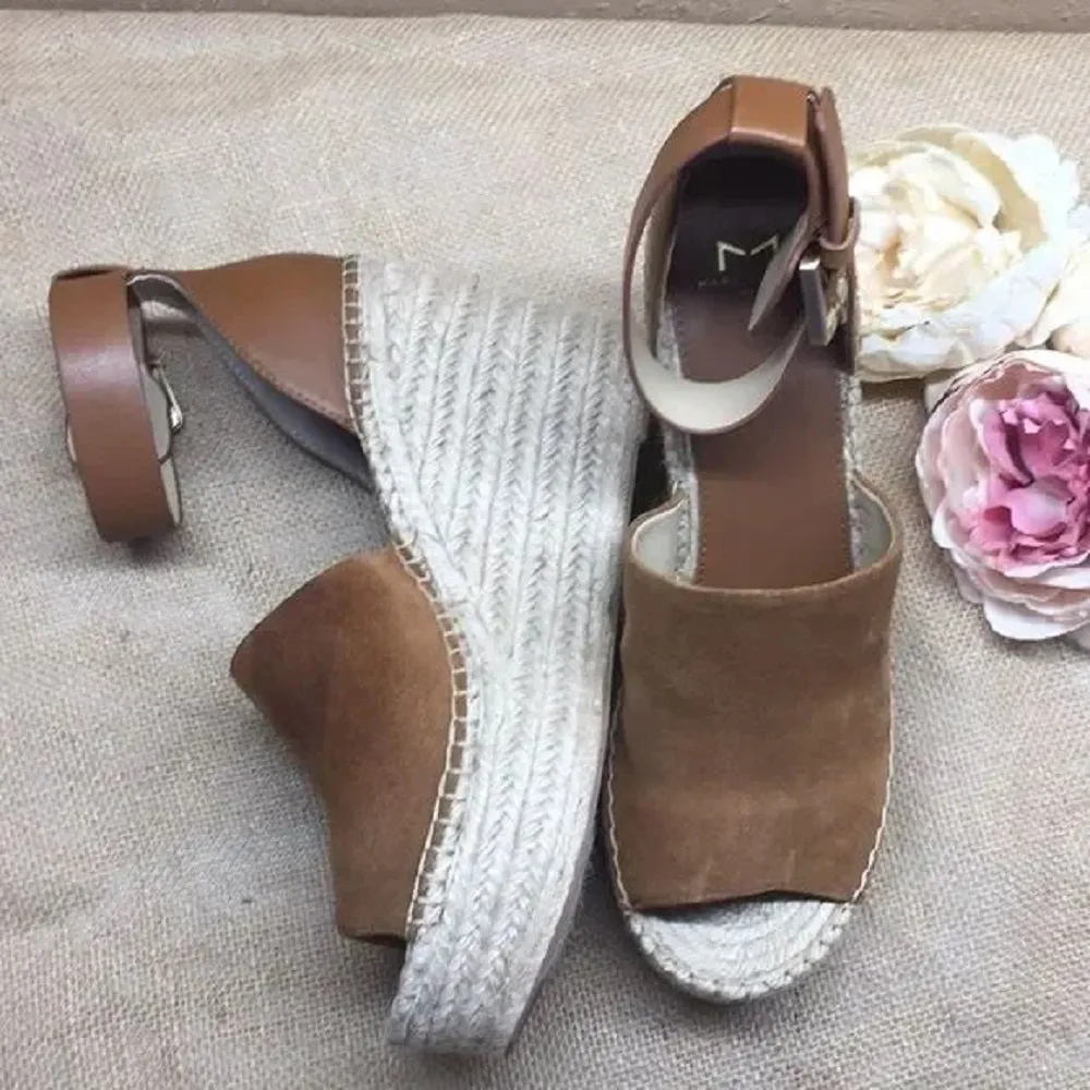 Marc Fisher Patform Espadrille Wedge-Brown-10M