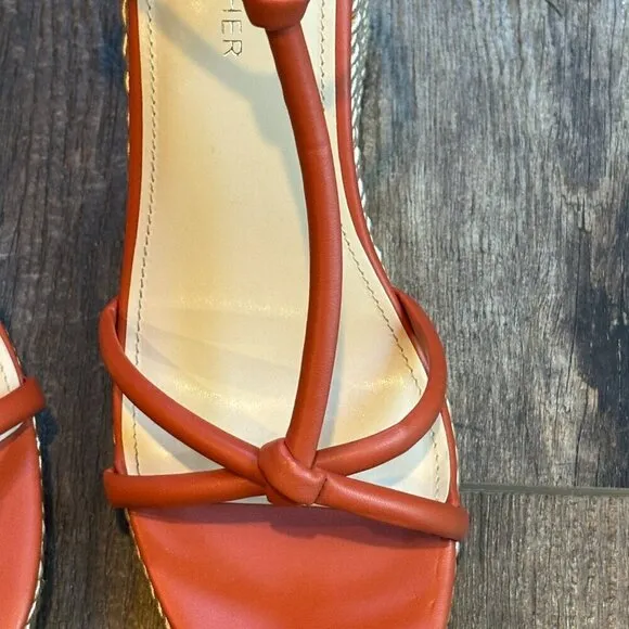 Marc Fisher Zinck Espadrille Twisted Rope Wedge Sandal Burnt Orange Rust Women's