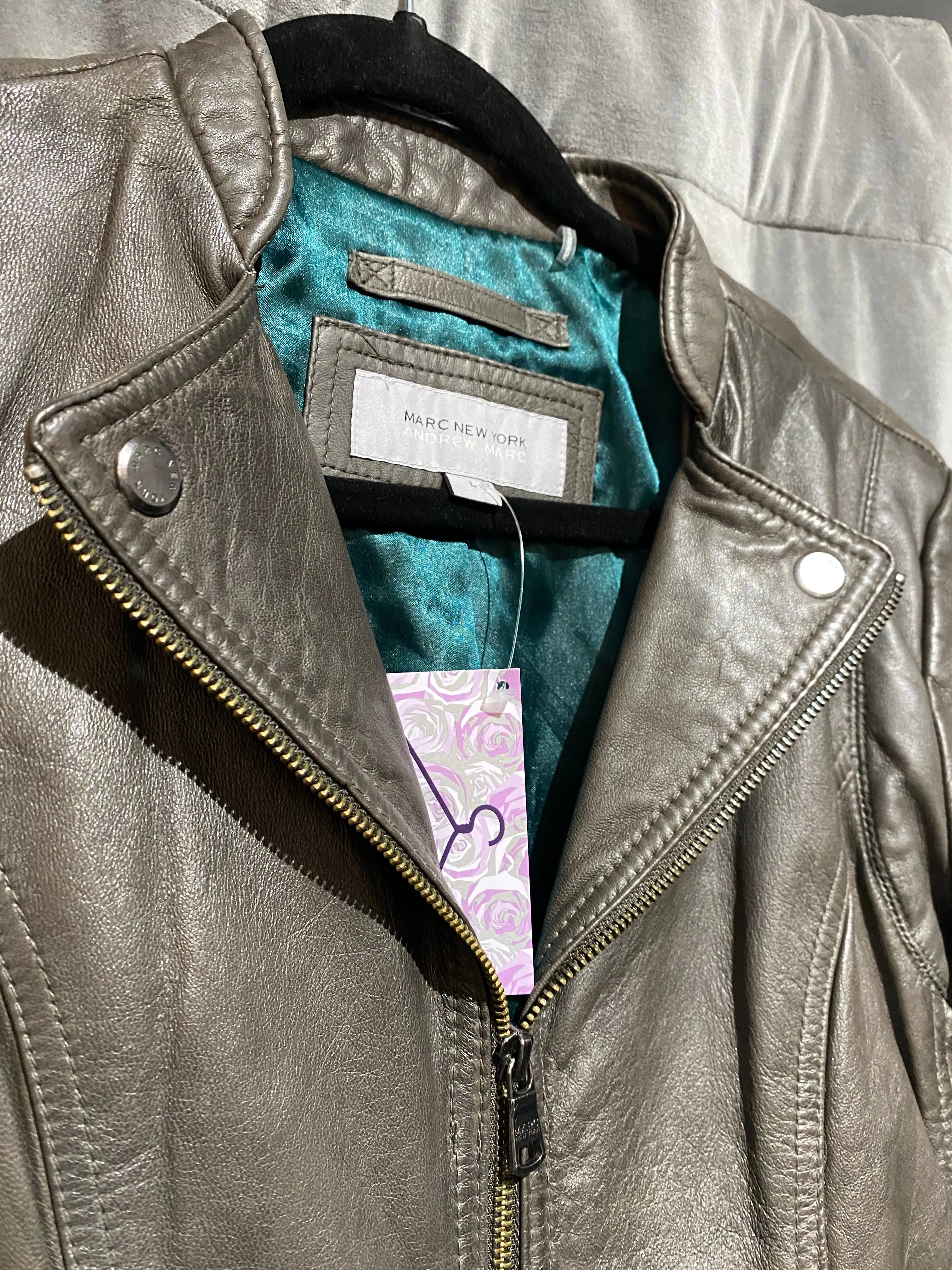 Marc New York Andrew Marc Brown Leather Moto Jacket