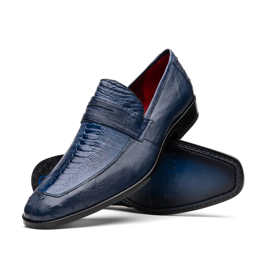 Marco Di Milano Fangio Denim Blue Ostrich Penny Loafer