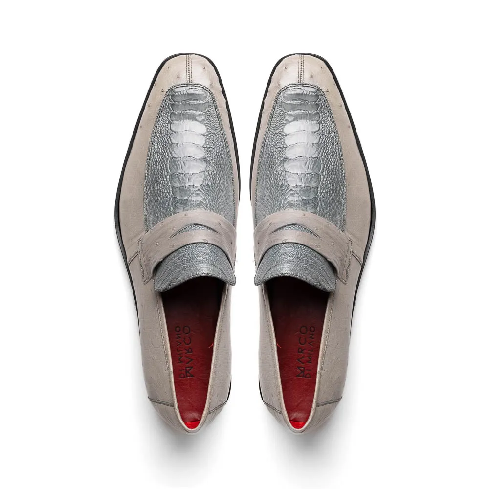 Marco Di Milano Fangio Gray Ostrich Penny Loafer