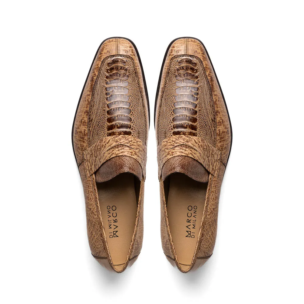 Marco Di Milano Fangio Rust Orix Ostrich Penny Loafer