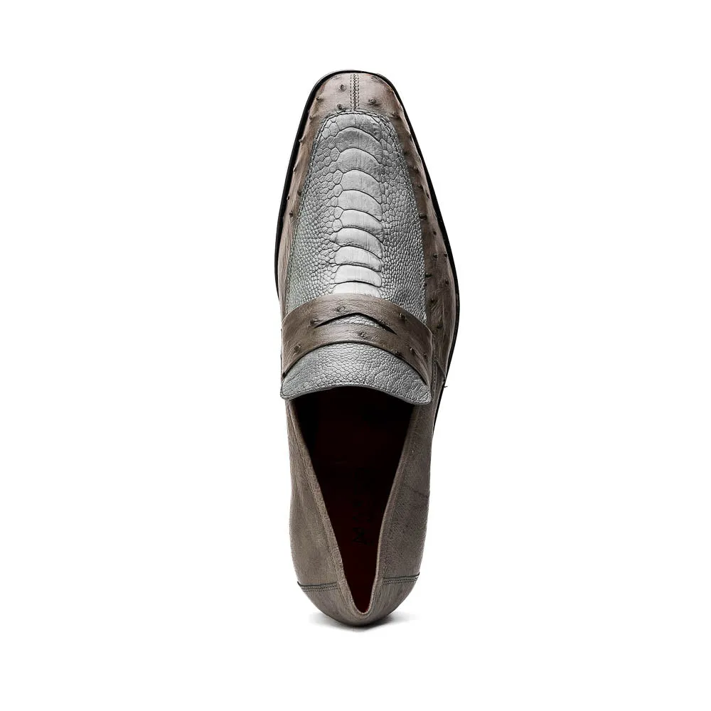 Marco Di Milano Fangio Serpentine Grey Ostrich Penny Loafer