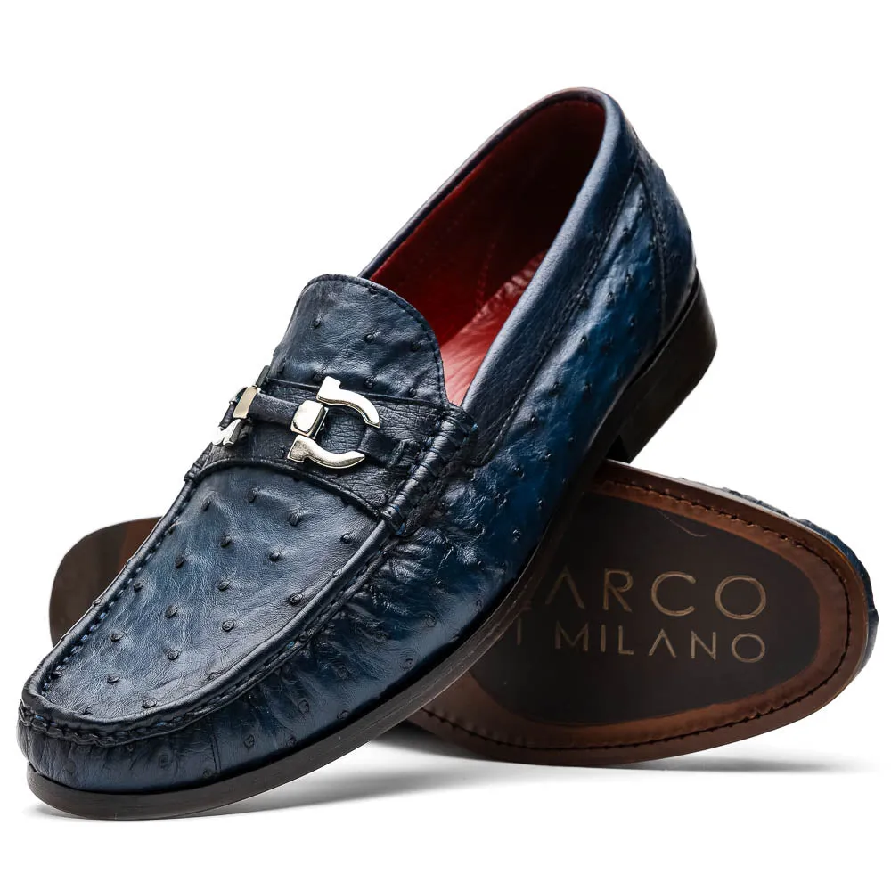 Marco Di Milano Ferrioni Ostrich Navy Bit Loafer