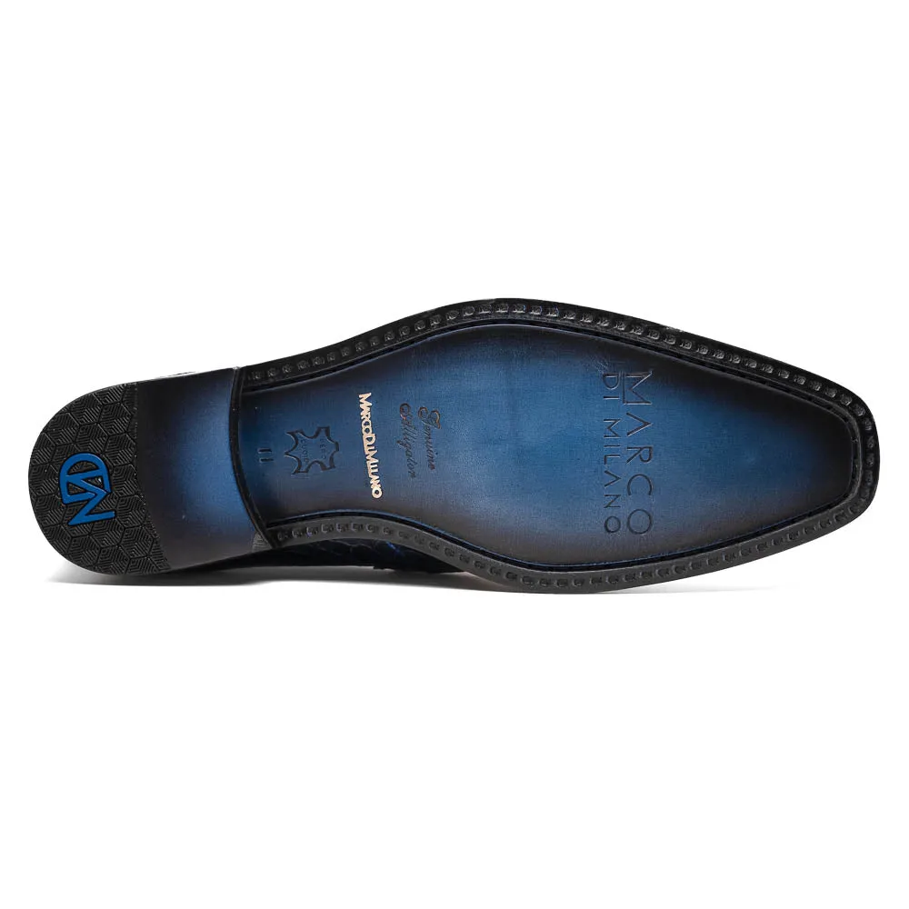 Marco Di Milano Matteo Navy Alligator Penny Loafer