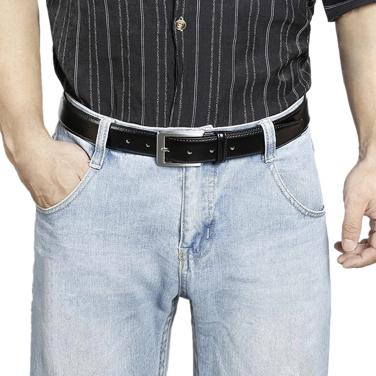 Men's Jeans Leather Belt, Business Belt with pin buckle for Men