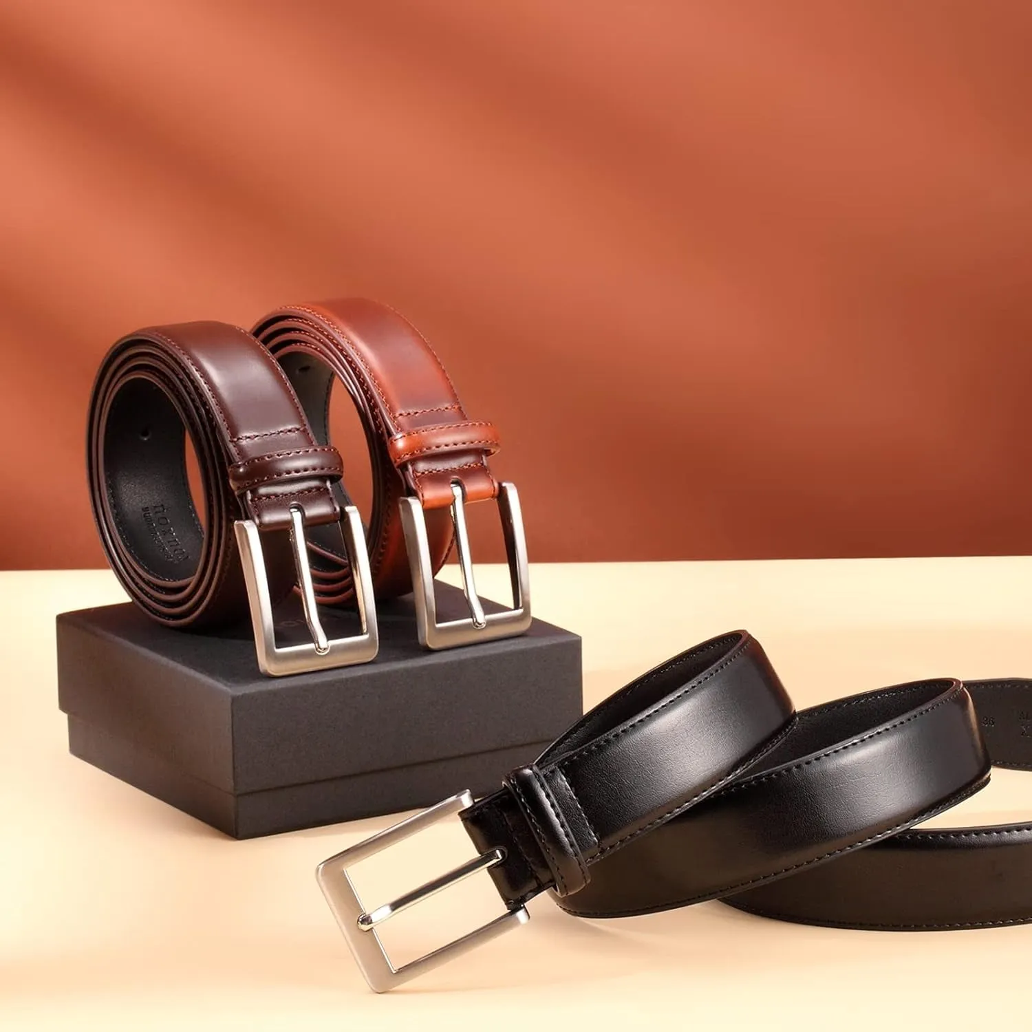 Men's Jeans Leather Belt, Business Belt with pin buckle for Men