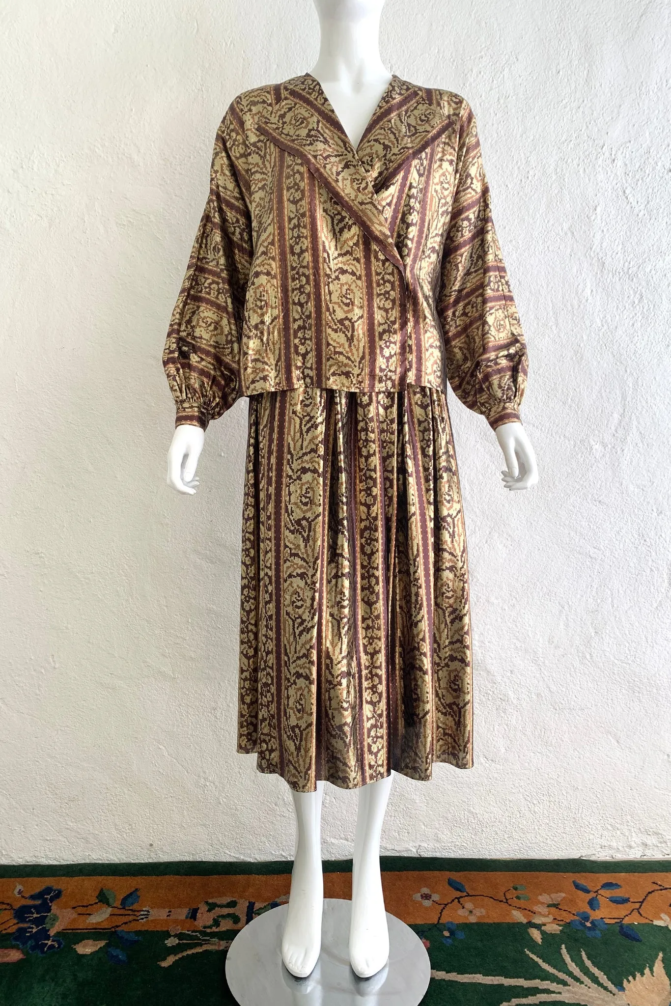 Metallic Ikat Blouse & Skirt Set