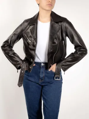 Mia Italian Lambskin Leather Moto Jacket